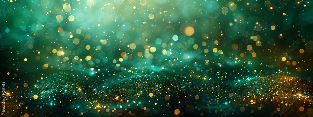 Canvas Prints abstract green and gold bokeh lights background