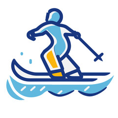 Illustration of a person skiing on water waves, representing waterskiing sport. Perfect for sports-related designs and projects.