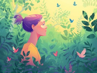 Illustration of human avatar with environment 