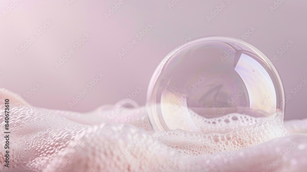 Poster a closeup of a large round bubble on the verge of bursting revealing a thin and delicate layer of fo