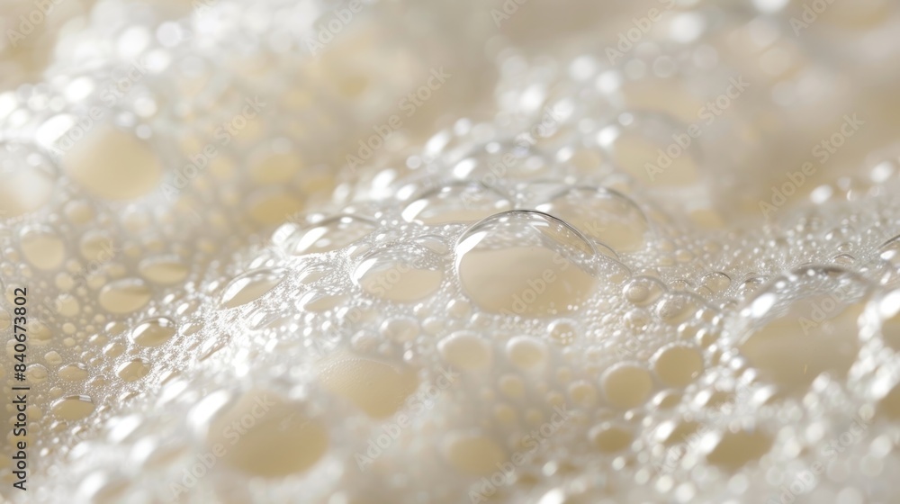 Poster a closeup of a thick layer of creamy pearly foam with tiny air bubbles ped within giving it a soft a