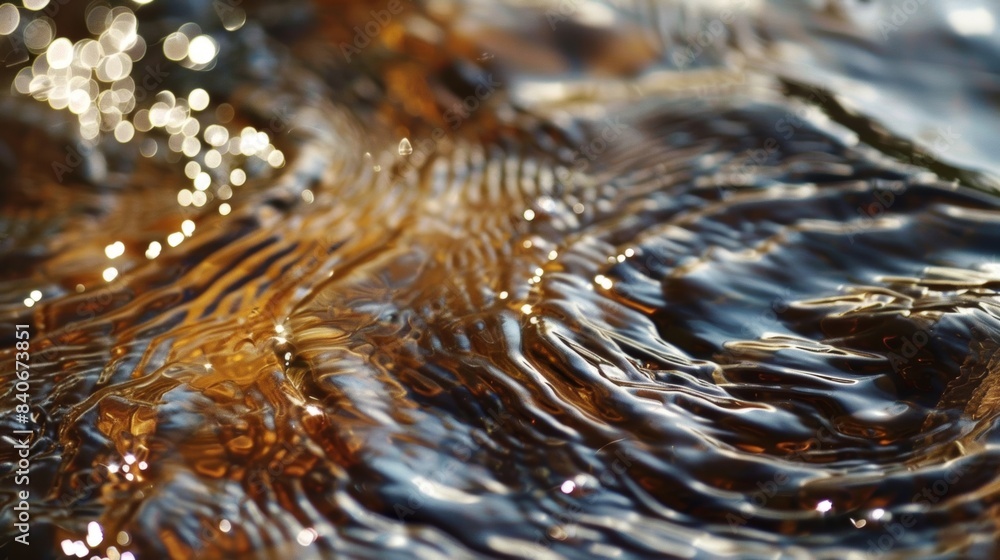 Poster a closeup shot of a rivers surface showcasing the intricate patterns created by the ripples and how 