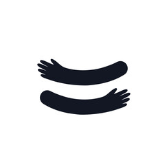 Hug hands logo icon sign Cute cartoon design Mercy concept Decorative element Doodle linear abstract style Fashion print for clothes greeting invitation card flyer banner poster cover brochure book ad