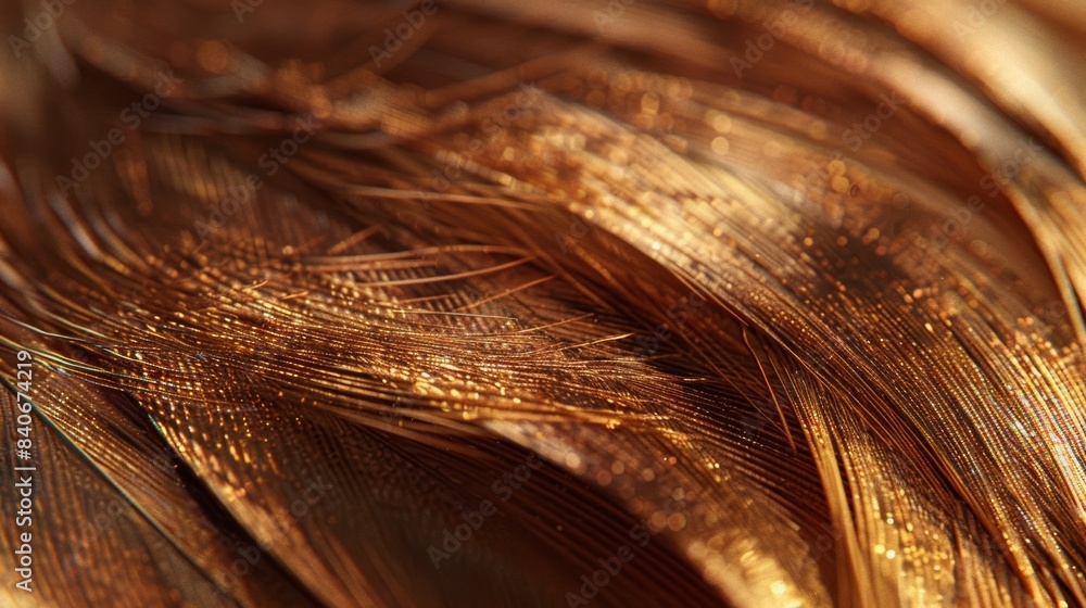 Poster glimpses of metallic gold and brown in the fine details of a pheasant feather with smooth and sleek 