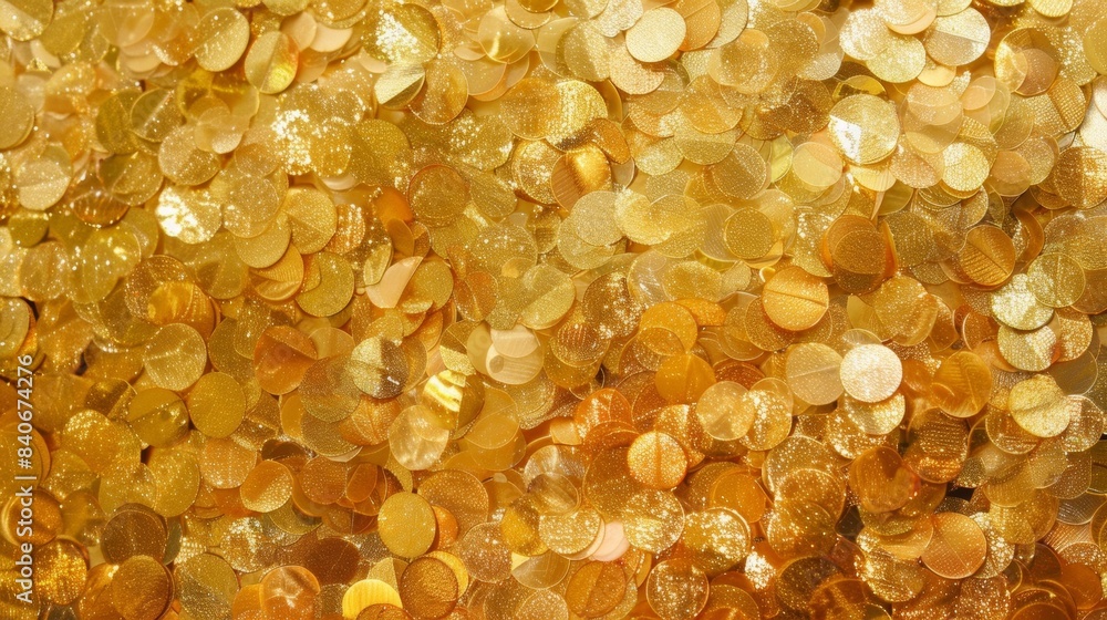 Poster an upclose look at a sea of gold sequins the light hitting each one at a different angle creating a 