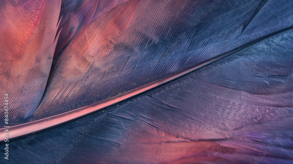 Poster an upclose view of a single feather featuring a gradient of light and dark shades that give off a su