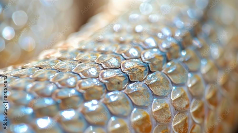 Poster glossy and smooth scales tightly packed and seemingly imtrable creating a sense of protection and re