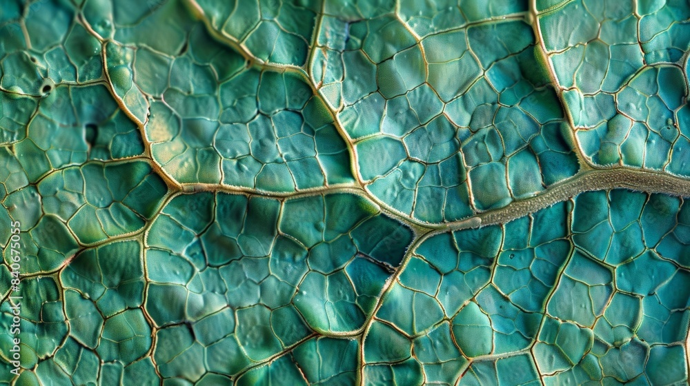 Poster a closeup of a leafs surface revealing a complex pattern of microscopic hairlike structures creating