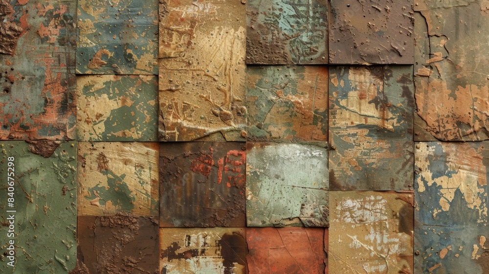 Poster in a range of shades this layered mud texture shows a unique blend of browns and greens creating a p
