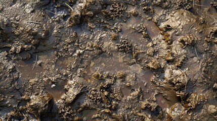 Gritty and grainy this mud texture features small clumps of dirt intertwined with wet earthy debris
