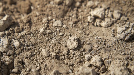 A closeup of dry crumbly soil with a mixture of smooth and jagged bits resembling a miniature landscape