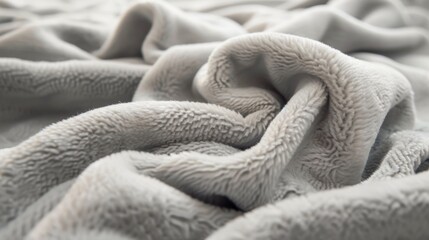 The smooth almost pillowy texture of light grey fleece resembling a soft blanket and promoting a sense of comfort