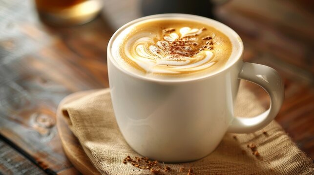 The frothy texture of steamed milk incorporating with bold espresso