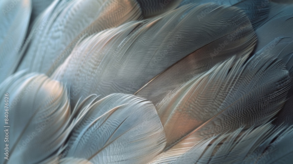 Poster a closeup of a feather pattern featuring a mix of light and dark tones resembling a mesmerizing abst