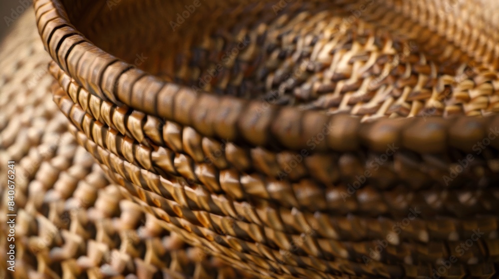 Poster the smooth streamlined texture of a basket with a tightly coiled rim creating a subtle contrast to t