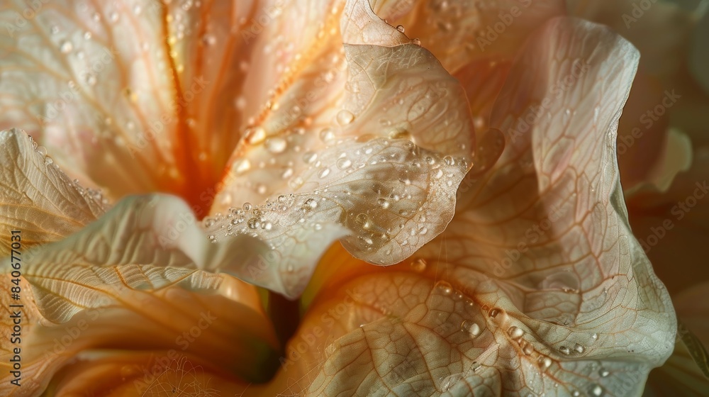 Poster a closeup shot of a silky petal shows off its intricate patterns and designs resembling a work of ar