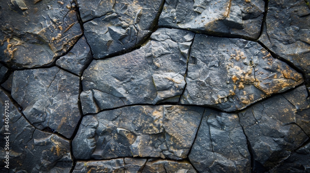 Poster etched with lines and grooves this stones surface is marred by pockmarks and indentations creating a