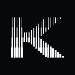 Letter K Logo with Abstract Line Pattern