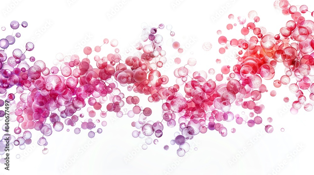 Poster abstract pink and purple bubbles on a white background, creating a vibrant and artistic composition 