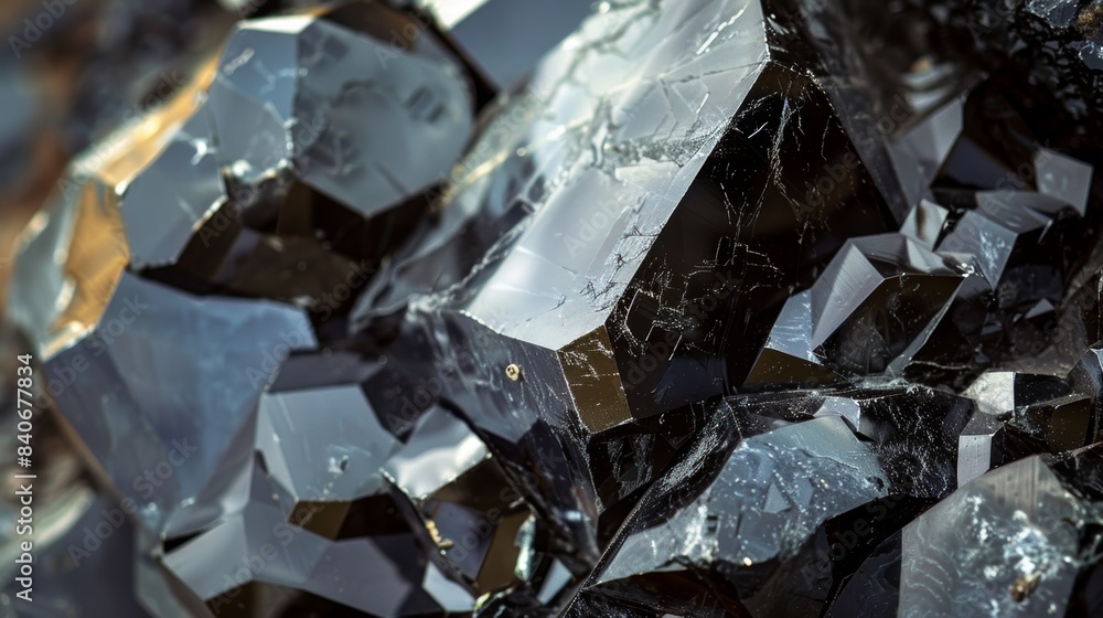 Aufkleber a closeup of obsidian with a smooth mirrorlike surface that reflects the surrounding environment giv