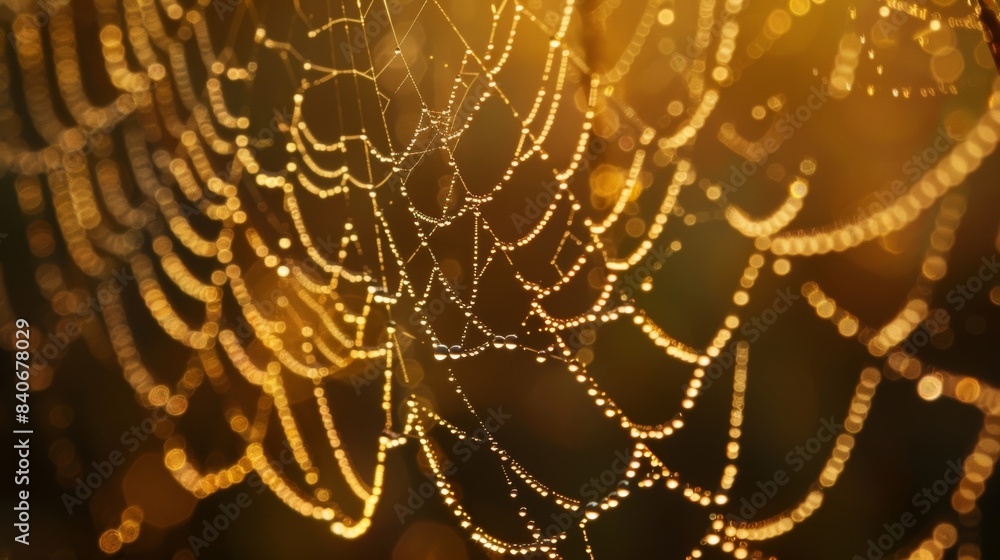 Poster a closer look at a dewcovered spider web reveals a dazzling array of reflecting light like a jewelsp