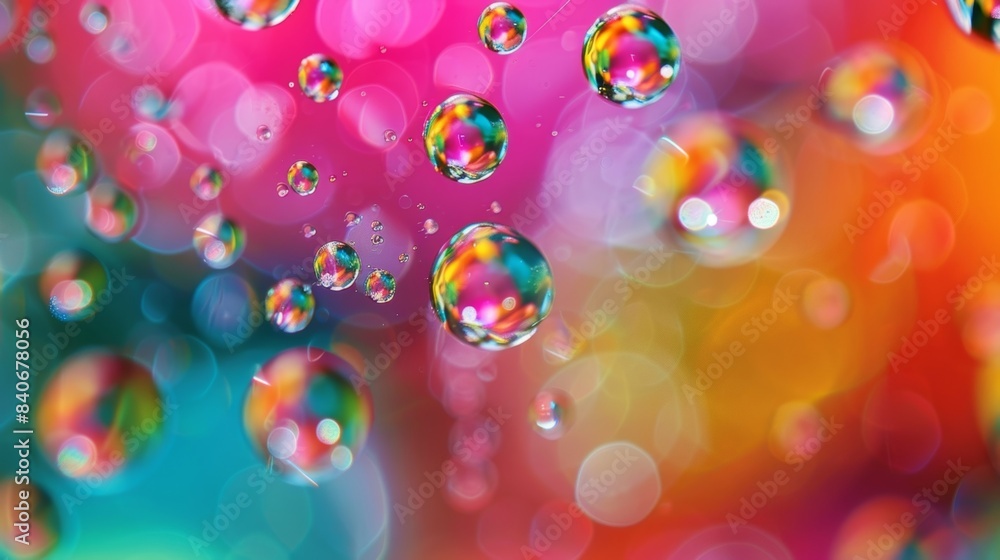 Aufkleber tiny water droplets clinging to a glass surface capturing distorted views of the colorful world beyo