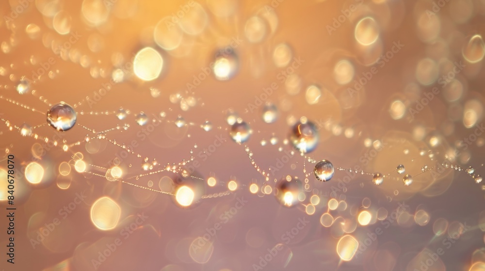 Aufkleber a dewcovered spiderweb with each tiny water droplet transforming into a tiny lens capturing the worl