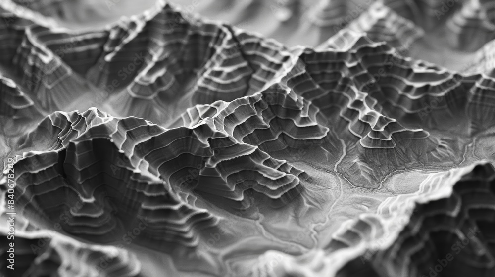 Poster delicate ridges and valleys forming intricate patterns resembling a miniature mountain range