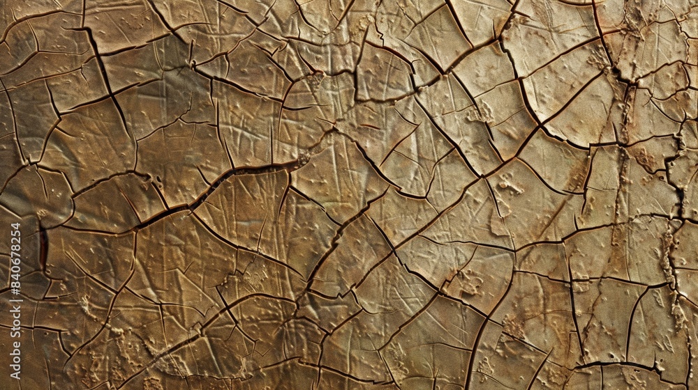 Poster fine crisscrossing lines etched into the peel creating a network of tiny cracks and crevices