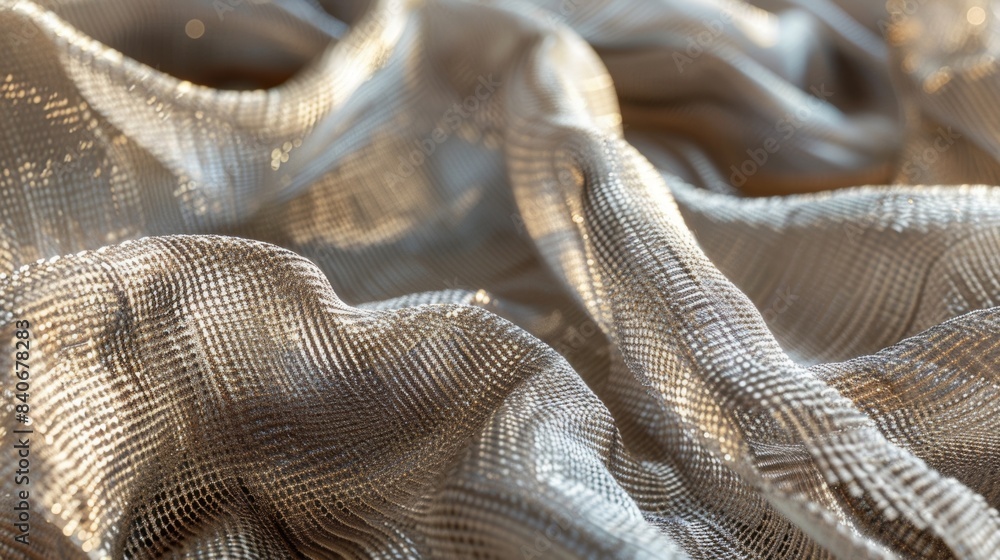Poster a closeup of a metallic mesh fabric reveals a mix of smooth and rough surfaces adding dimension and 