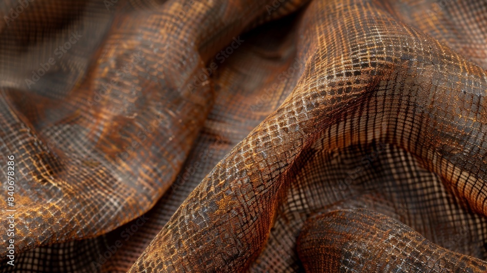Poster a rusty coppercolored metallic mesh fabric with a weathered appearance adding a touch of vintage cha