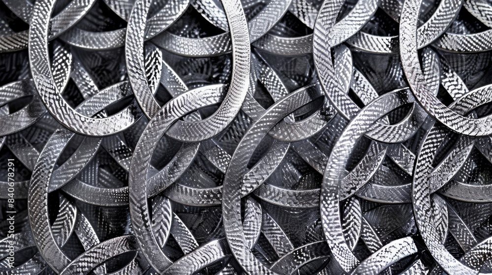 Aufkleber interlocking metal loops tightly knit together creating a strong and durable texture in this silver 