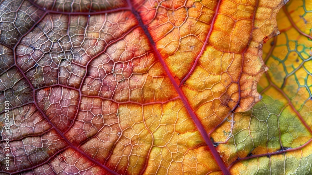 Poster a closeup of an autumn leaf captured at the peak of its brittleness showing off a delicate weblike p