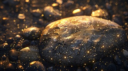 As light hits the pebble it creates an almost galaxylike effect with s of stars and galaxies dancing across its glossy surface