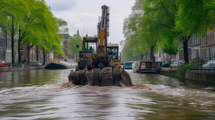 Waterway Revival: Dredger Barge in Action