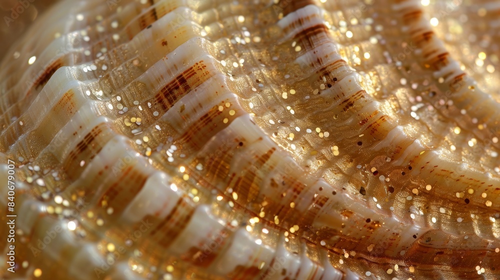 Poster the texture of the seashell appears to be smooth and shiny but upon closer inspection tiny shimmerin