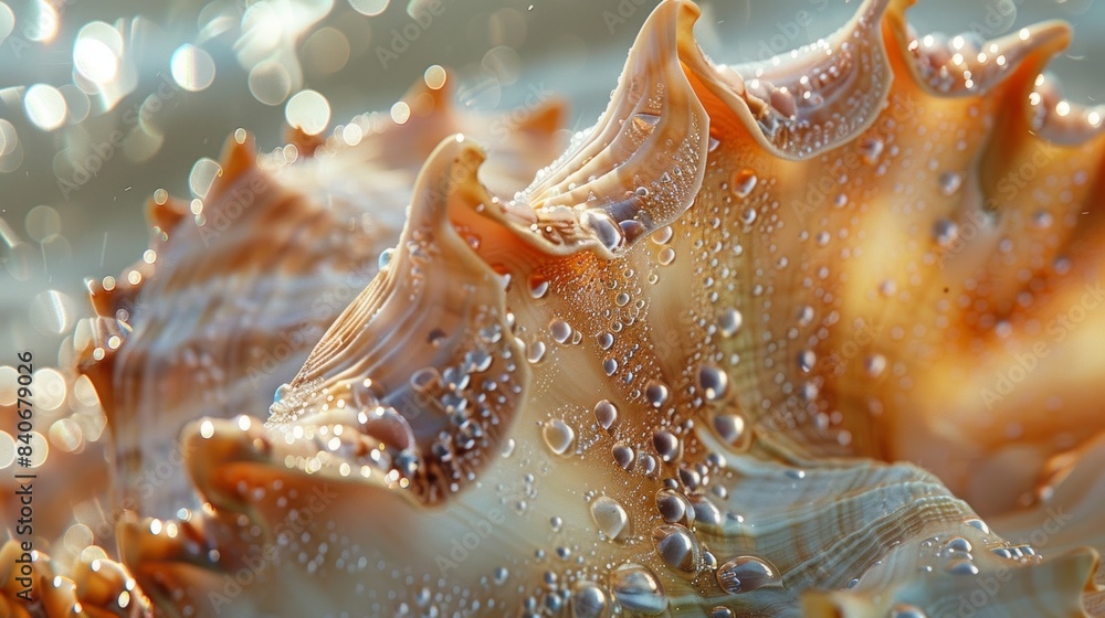 Poster as light hits the seashell at different angles the texture seems to shift and glisten showcasing its