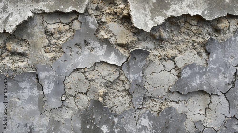Poster frayed and fringed concrete with exposed rough edges creating a jagged texture