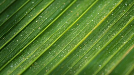 Fototapeta premium Upon closer inspection tiny grains of sand can be seen clinging to the fibers of the palm leaf evidence of its natural environment