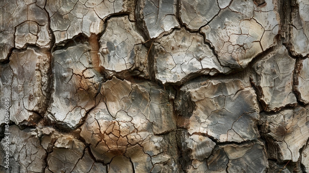 Poster sections of rough peeling bark are intricately detailed with thin spiderweblike s and rough bumpy te