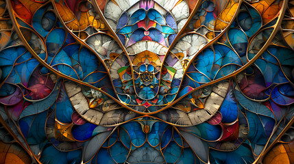 Abstract fractal background from colorful glasses