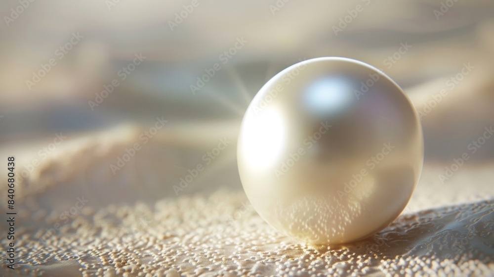 Poster a closeup view of a single perfect pearl with a flawless surface and a soft glow
