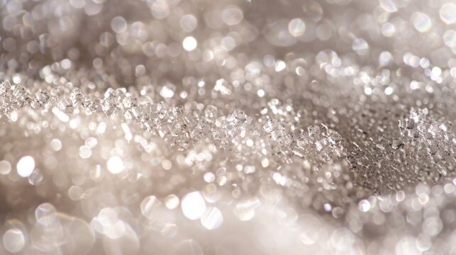 A close up of sugar crystals densely packed together creating a shimmery effect