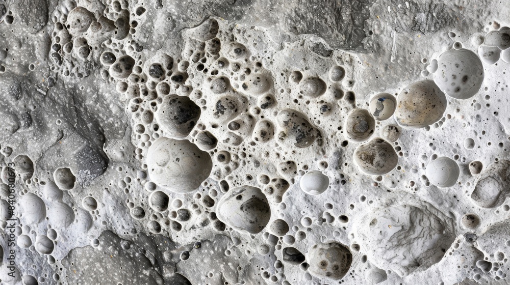 Poster zoomedin shot of porous concrete revealing a unique pattern of small and irregular pores resembling 