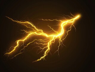 Yellow electric lightning bolt icon 