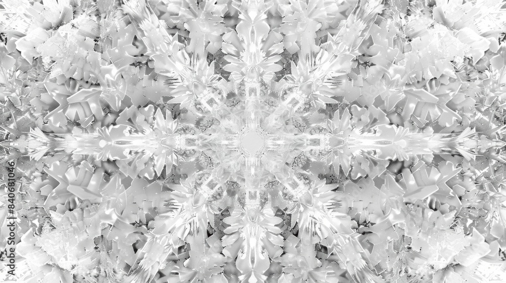 Aufkleber a macro shot of a frosted window with a kaleidoscope of glistening ice crystals forming intricate pa