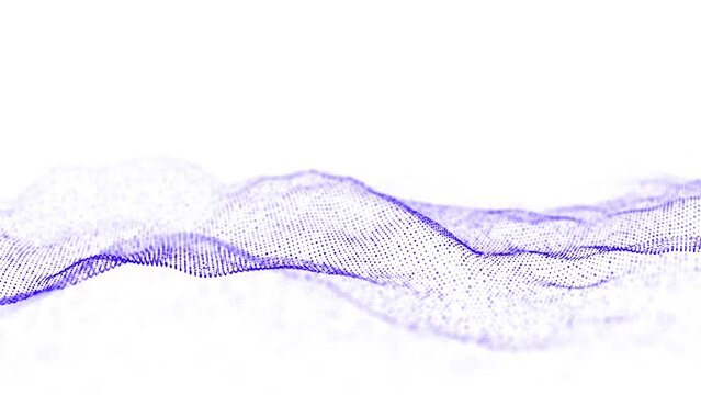 Technology blue wave of particles. Big data visualization. Analytics representation. Digital background. 3d rendering.