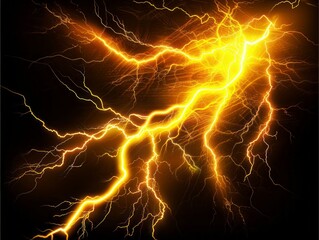 Yellow electric lightning bolt icon 