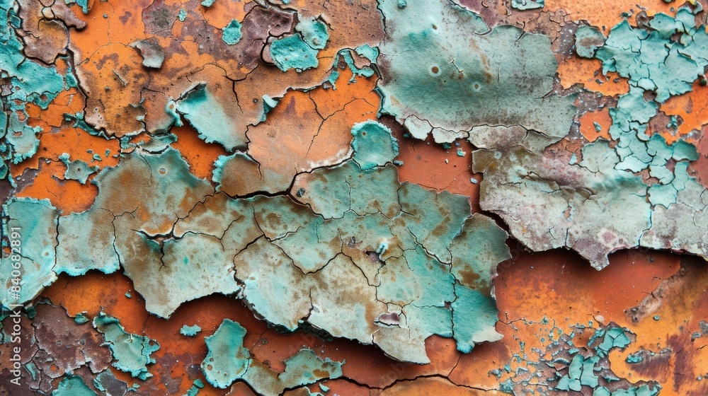Poster the corroded copper has a peeling and flaking texture almost as if its shedding its outer layer like