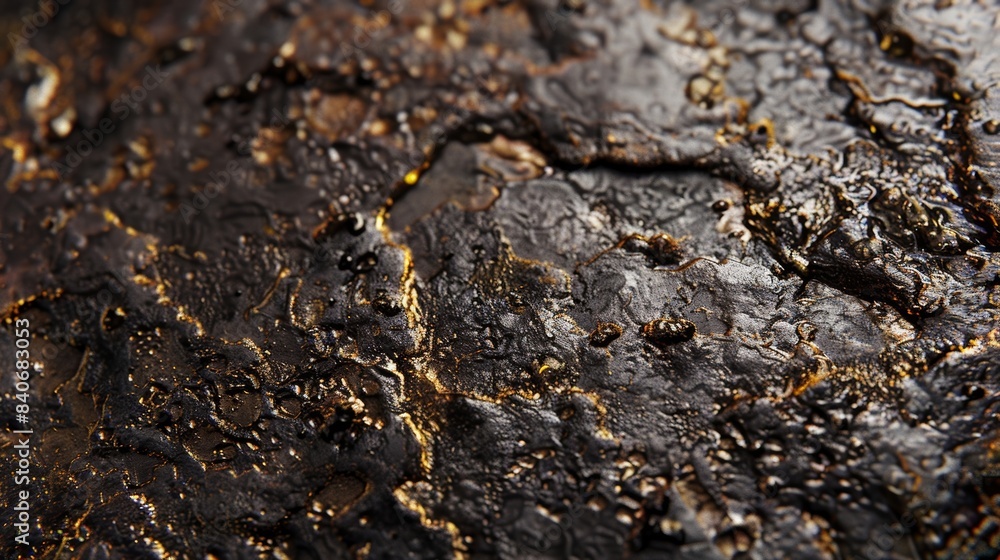Aufkleber finally a closeup of a greasy filter reveals a dense fibrous texture with clumps of oil and dirt int